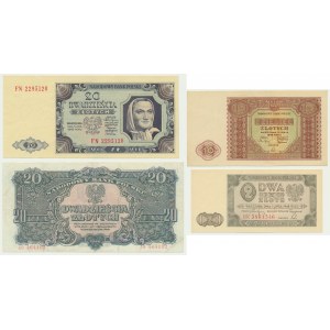 Sada, 2-20 zlatých 1944-48 (4 kusy)