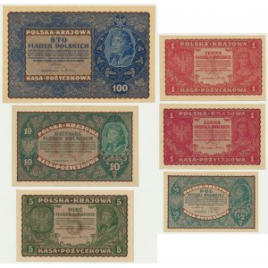 Sada, 1/2-100 značek 1919-20 (6 ks)