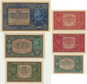 Ensemble, 1/2-100 marques 1919-20 (6 pièces)