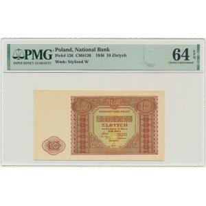 10 złotych 1946 - PMG 64 EPQ - papier kremowy
