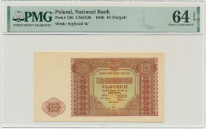 10 złotych 1946 - PMG 64 EPQ - papier kremowy
