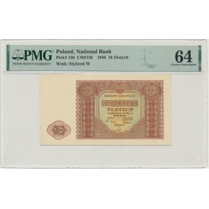 10 zloty 1946 - PMG 64 - papier blanc