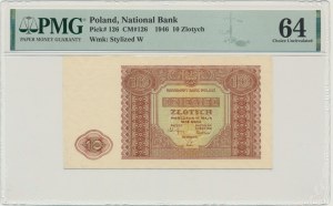 10 Zloty 1946 - PMG 64 - weißes Papier