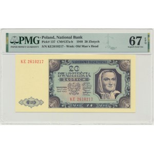 20 zlatých 1948 - KE - PMG 67 EPQ