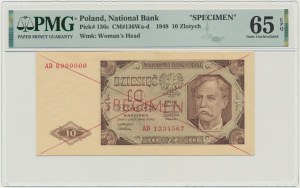 10 złotych 1948 - SPECIMEN - AD - PMG 65 EPQ
