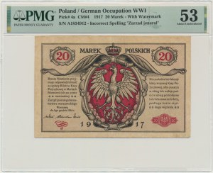 20 marks 1916 - General - PMG 53 - Nice.