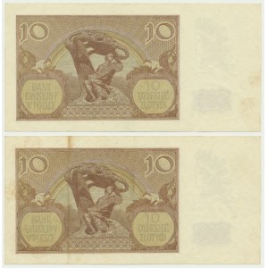 10 gold 1940 - A - rare first series - consecutive numbers (2 pieces).