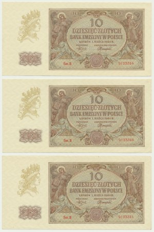 10 złotych 1940 - B (3 szt.)