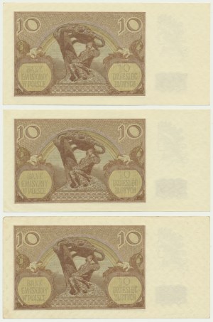10 złotych 1940 - B (3 szt.)