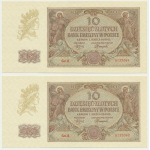 10 or 1940 - B - numéros consécutifs (2 pièces)
