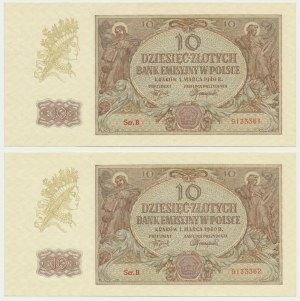 10 złotych 1940 - B - numery kolejne (2 szt.)