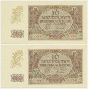 10 Gold 1940 - B - fortlaufende Nummern (2 Stk.)