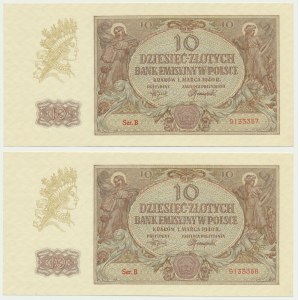 10 Gold 1940 - B - fortlaufende Nummern (2 Stk.)