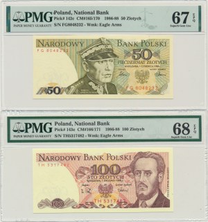 Sada, 50-100 zlatých 1986-88 - PMG 67/68 (2 kusy).