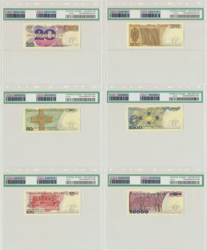Zestaw, 20-10.000 złotych 1975-87 - GDA 66-68 EPQ (6 szt.)