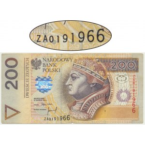 200 zlotých 1994 - ZA - náhradní série TDLR - vzácnější