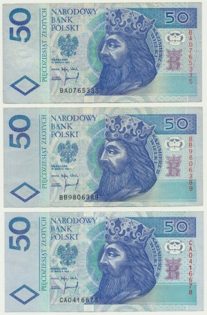 50 złotych 1994 (3 szt.)