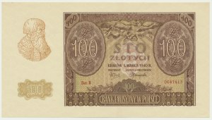 100 zloty 1940 - ZWZ - B -
