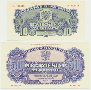 10-50 złotych 1944 ...owe - emisja pamiątkowa (2 szt.)