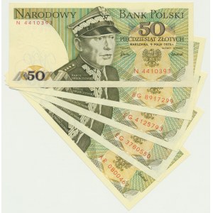 Zestaw, 50 złotych 1975-86 (5 szt.)