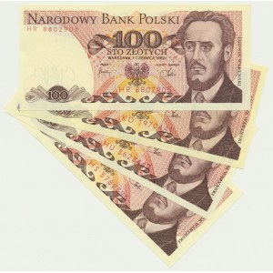 Zestaw, 100 złotych 1982 (4 szt.)