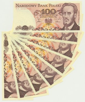 Zestaw, 100 złotych 1986 (8 szt.)
