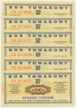 Pewex, 10 centů 1969 - FB (6 kusů).