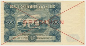500 zloty 1947 - SPECIMEN - X 789000 -.