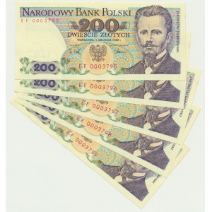 Zestaw, 200 złotych 1988 - EF (5 szt.) - numery kolejne