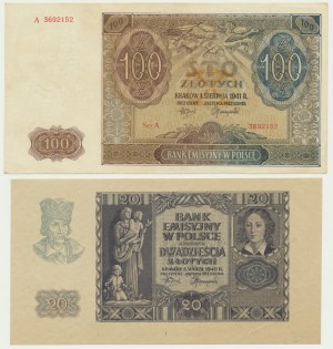 Zestaw, 20-100 złotych 1940-41 (2 szt.)