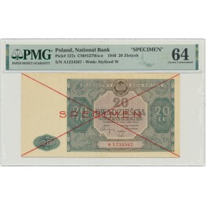 20 oro 1946 - SPECIMEN - A - PMG 64