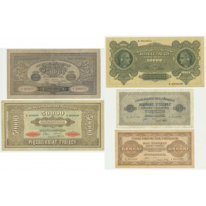 Set, 10.000-500.000 marchi 1922-23 (5 pezzi).