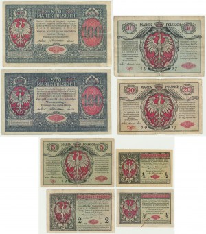 Ensemble, 1/2-100 marques 1916 (8 pièces)