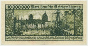 Dantzig, 10 millions de marks 1923 - sans série - tirage non tourné