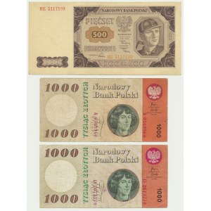 Zestaw, 500-1.000 złotych 1948-65 (3 szt.)