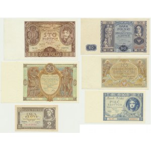 Sada, 2-100 zlatých 1929-36 (6 ks)