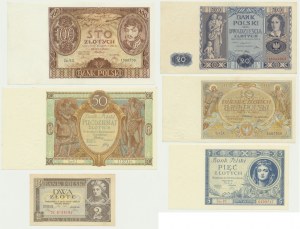 Set, 2-100 oro 1929-36 (6 pezzi)