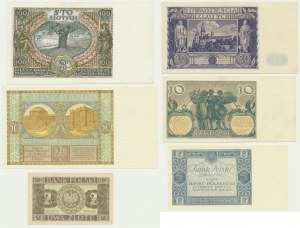 Sada, 2-100 zlatých 1929-36 (6 ks)