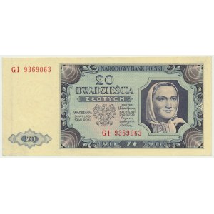 20 zlatých 1948 - GI - silno pruhovaný papier
