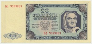 20 złotych 1948 - GI - papier mocno prążkowany