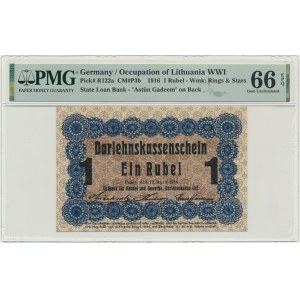 Poznaň, 1 rubl 1916 - dlouhá doložka (P3b) - PMG 66 EPQ