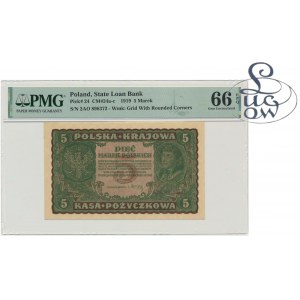 5 marek 1919 - II Serja AO - PMG 66 EPQ - Kolekcja Lucow