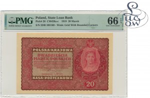 20 značiek 1919 - II Serja DR - PMG 66 EPQ - Lucow Collection