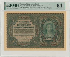 500 marek 1919 - I Serja BF - PMG 64