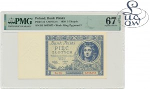 5 złotych 1930 - Ser.BL. - PMG 67 EPQ - Kolekcja Lucow