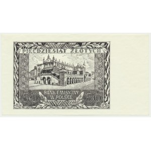 50 zloty 1940 - stampa in nero su carta PWPW - dritto pulito -