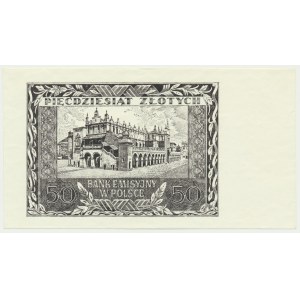 50 zloty 1940 - impression en noir sur papier PWPW - avers propre -