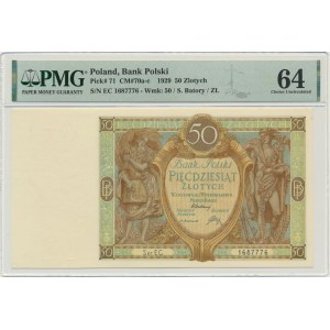 50 zlotých 1929 - Série EC. - PMG 64