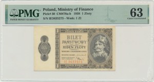 1 złoty 1938 - IE - PMG 63 - BARDZO RZADKA SERIA