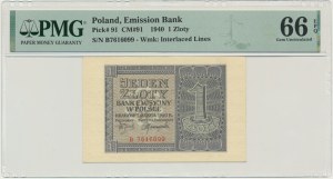 1 złoty 1940 - B - PMG 66 EPQ